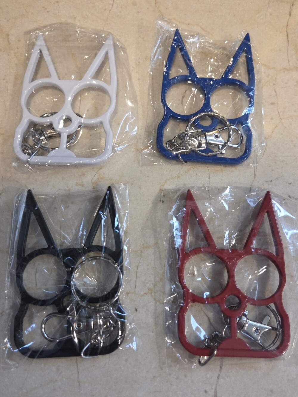 Cat Ear Self-Defense Keychain - Choice of White, Blue, Black, Red